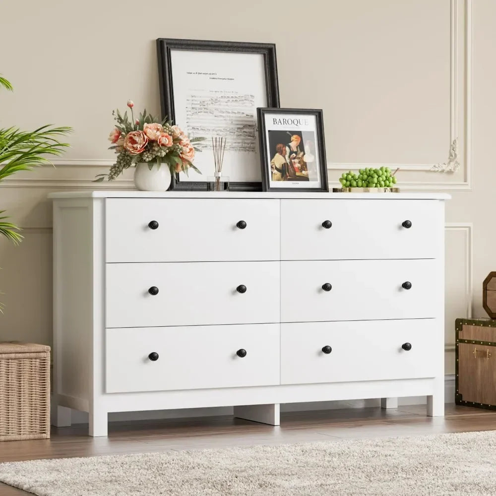 LIA Modern Minimalist 6-Drawer Wooden Dresser for Bedroom - 47.2'' Wide