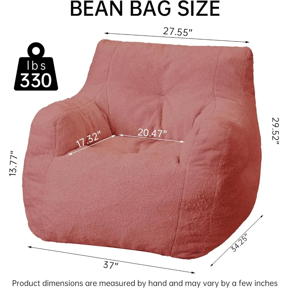 REMINGTON Selorra Tufted Sherpa Bean Bag Chair - Cozy Lounge Style - 34.25"W