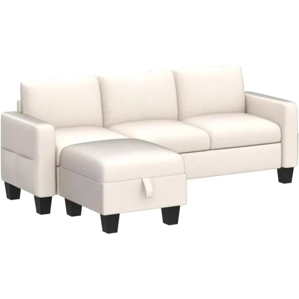 MADELINE Modern Minimalist L-Shaped Convertible Sofa Set - 78"W