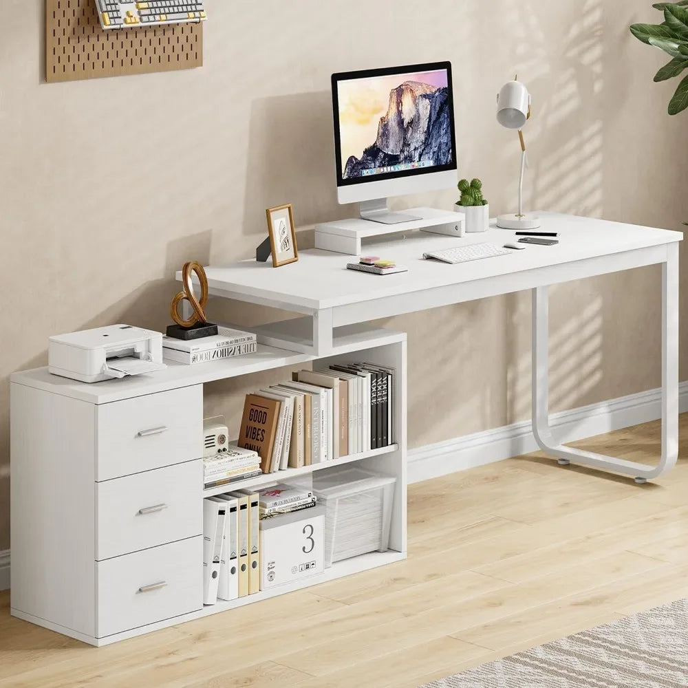 SARAH Modura L-Shape Reversible Computer Desk – Office Desk – 55″ Width