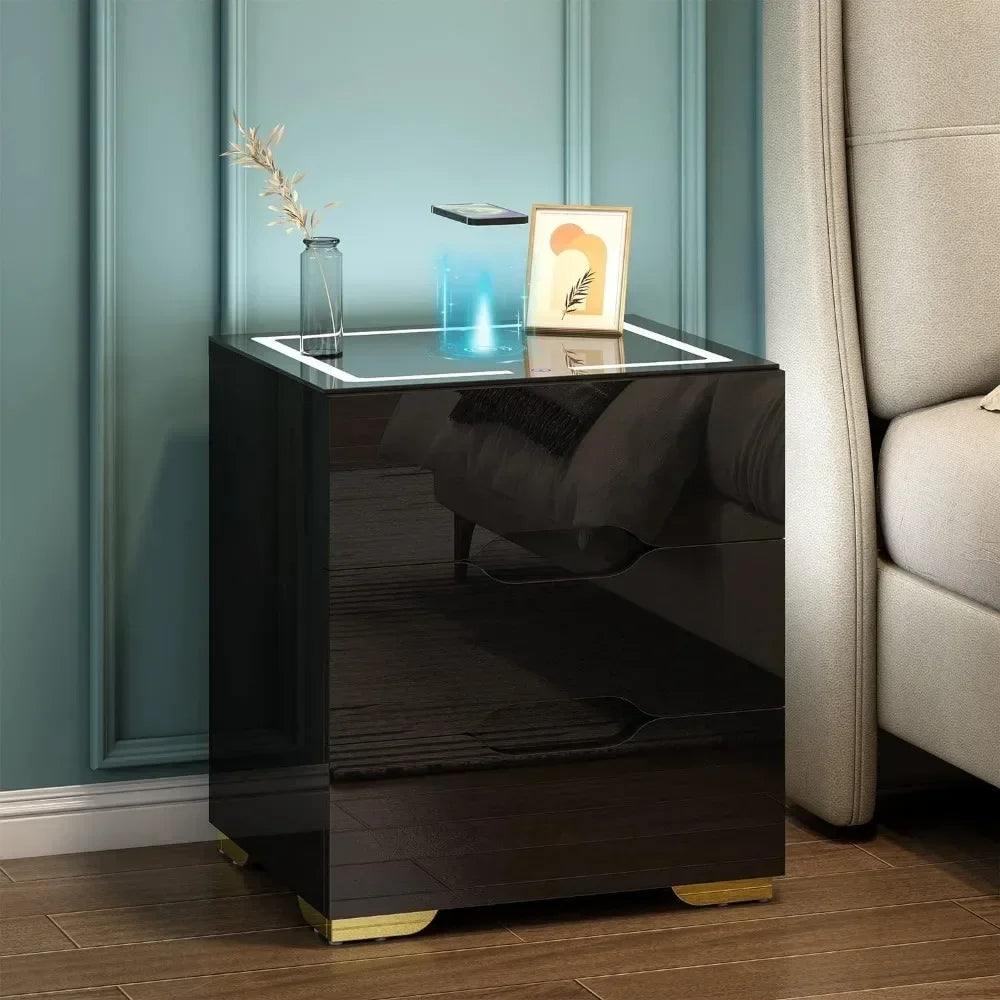 KALANI Modern Smart Nightstand with LED Lights & Wireless Charging - 19"