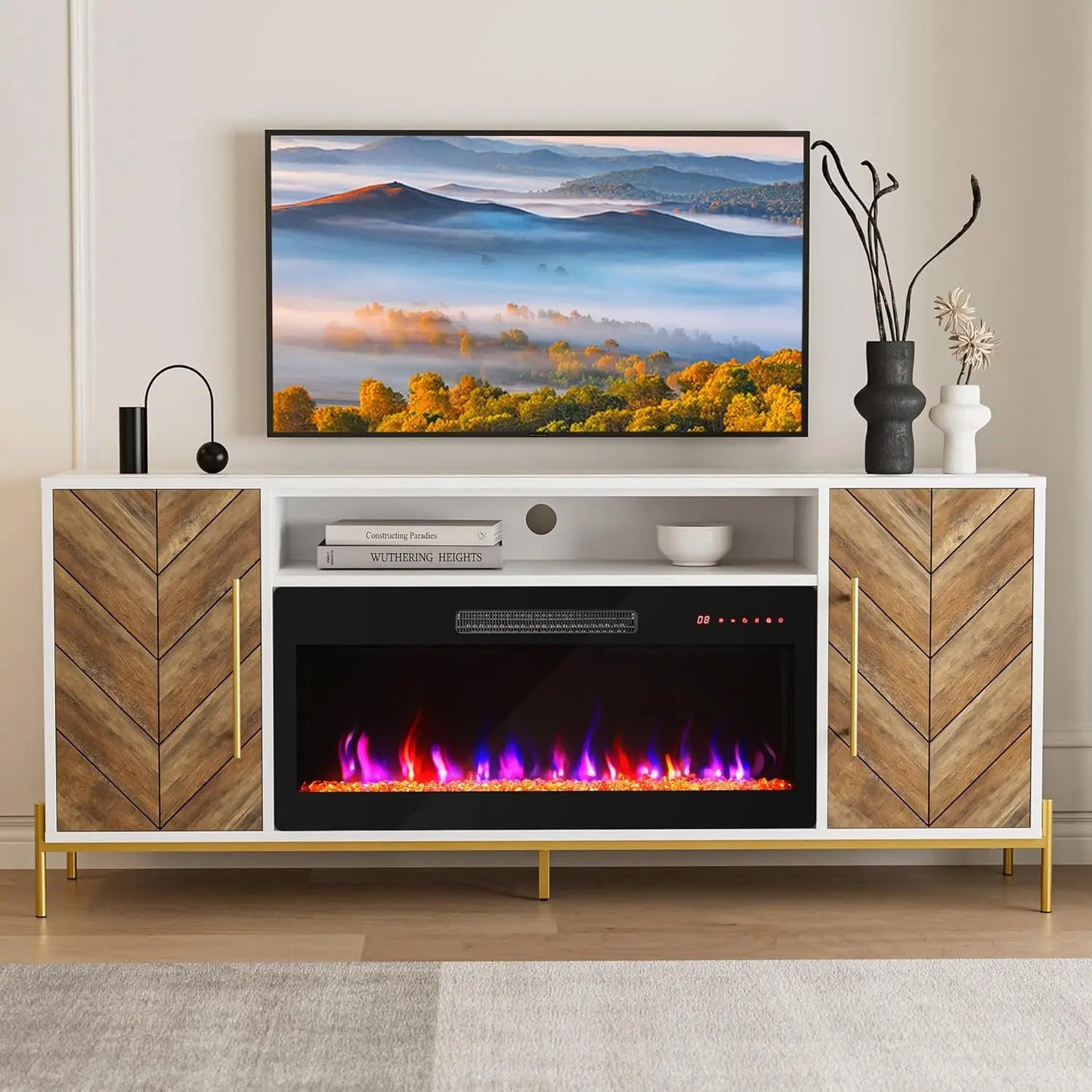 LUCY TV Stand – Modern Entertainment Center with Storage – 68" W