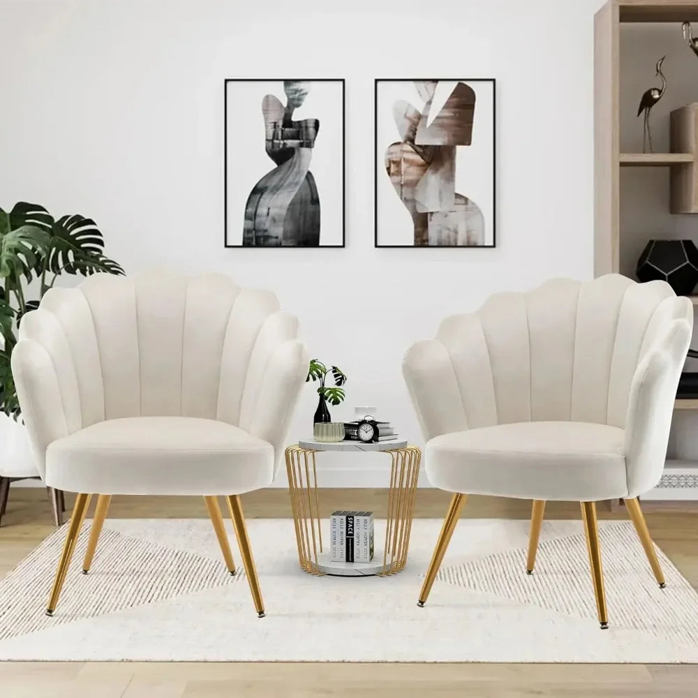 COLE Floria Mid-Century Velvet Petal Chair-21.06"W