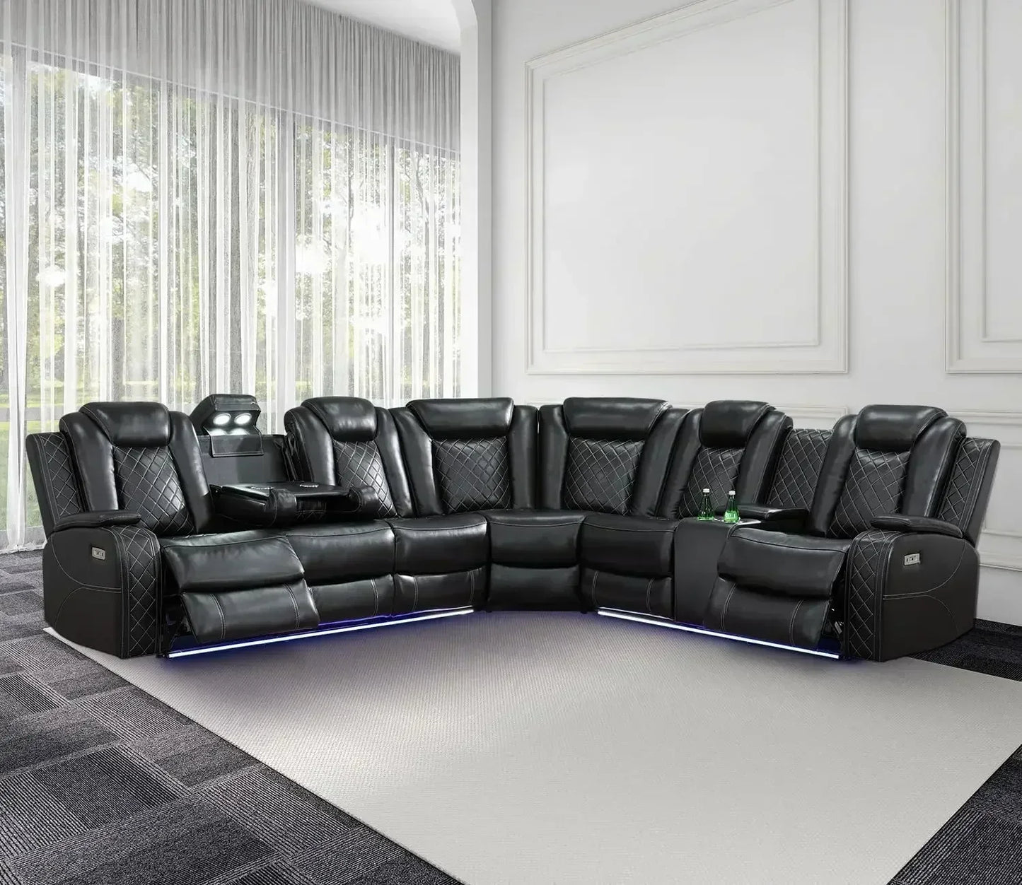 SKYLAR Power Recliner Sofa Sectional with LED Light – 76.5" W