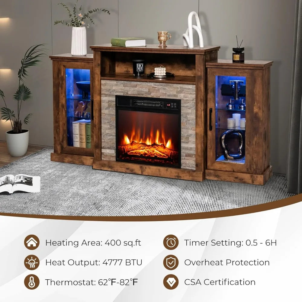 ENESIS LED Lights and APP Control, Wooden Entertainment Center - 59" W