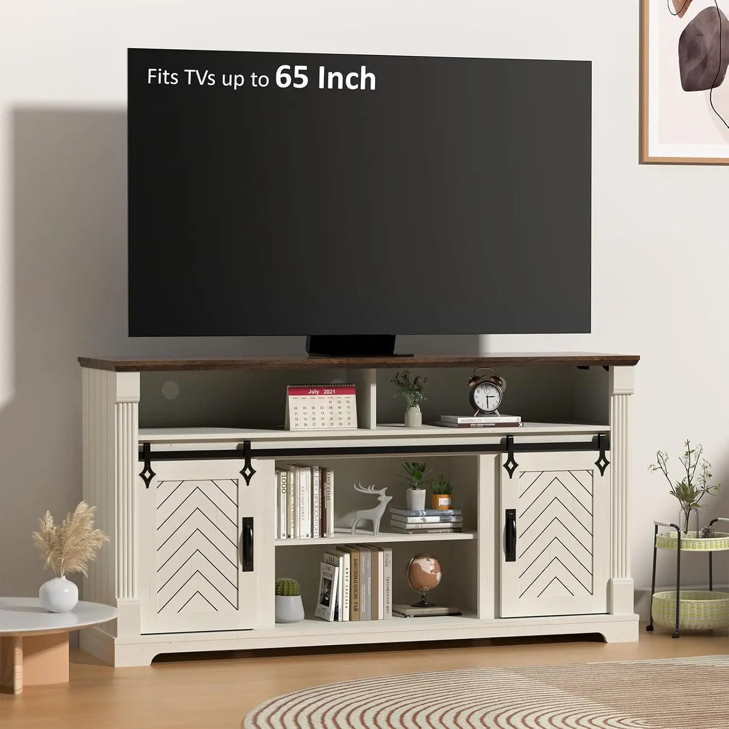 JOSE Farmhouse TV Stand with Barn Doors - 58" W