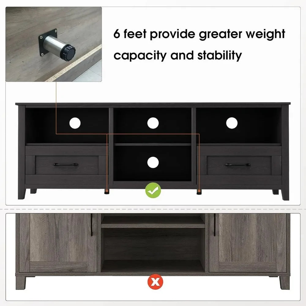 THOMAS Farmhouse TV Stand Modern Entertainment Center with – 70" W