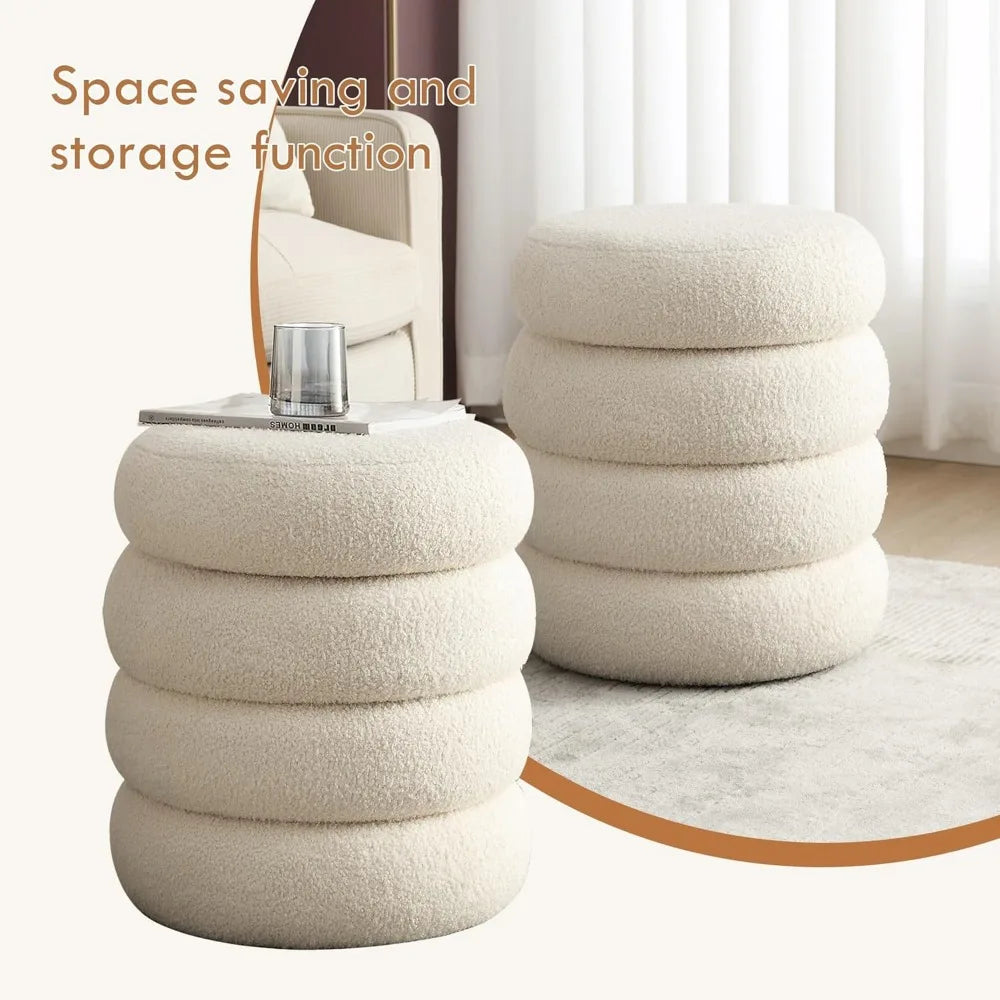 DOMINIC Off-White Minimalist Modern Ottoman Foot Rest – 16 Inch Wide