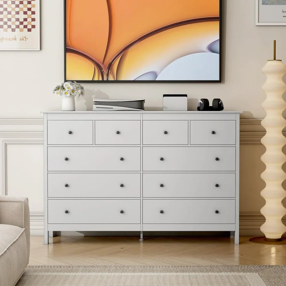 GABRIELA Modern 10-Drawer Wide Dresser – Elegant Storage Chest – 55"