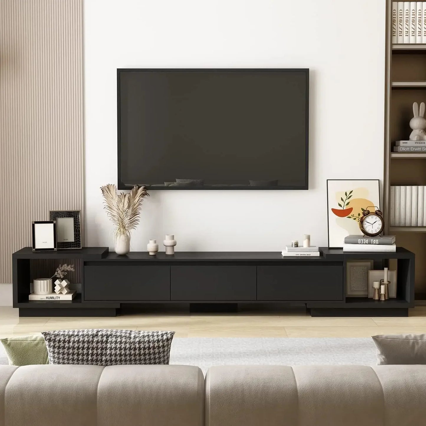 SOPHIE Modern Extendable TV Stand with 3 Drawers - 65.4" W