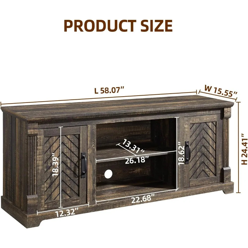 JOSE Farmhouse TV Stand with Barn Doors - 58" W