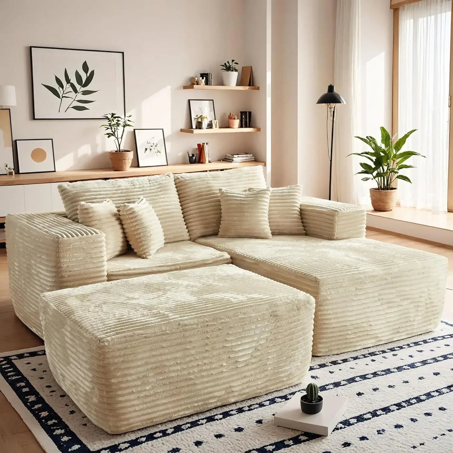 RYLAN Modern Cloud Corduroy Sofa Bed – Deep Seat Plush Sectional Couch | 80"W