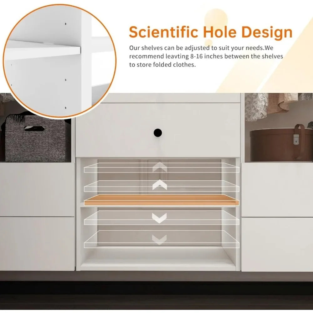 BRIELLA Modular Wardrobe Closet System – Walk-In Organizer with Drawers, Shelves & Hanging Rods