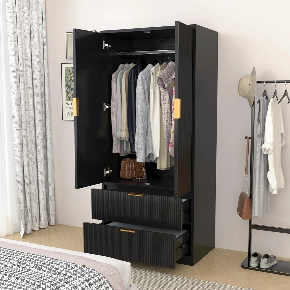 DALEYZA Modern Wooden Wardrobe Closet with Drawers – 31.5" Wide Armoire Cabinet