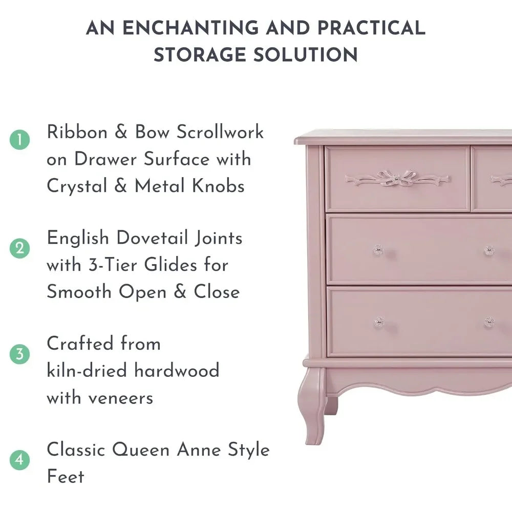 KHLOE Vintage Queen Anne 7 Drawer Double Dresser - 54'' Wide Bedroom Storage Cabinet