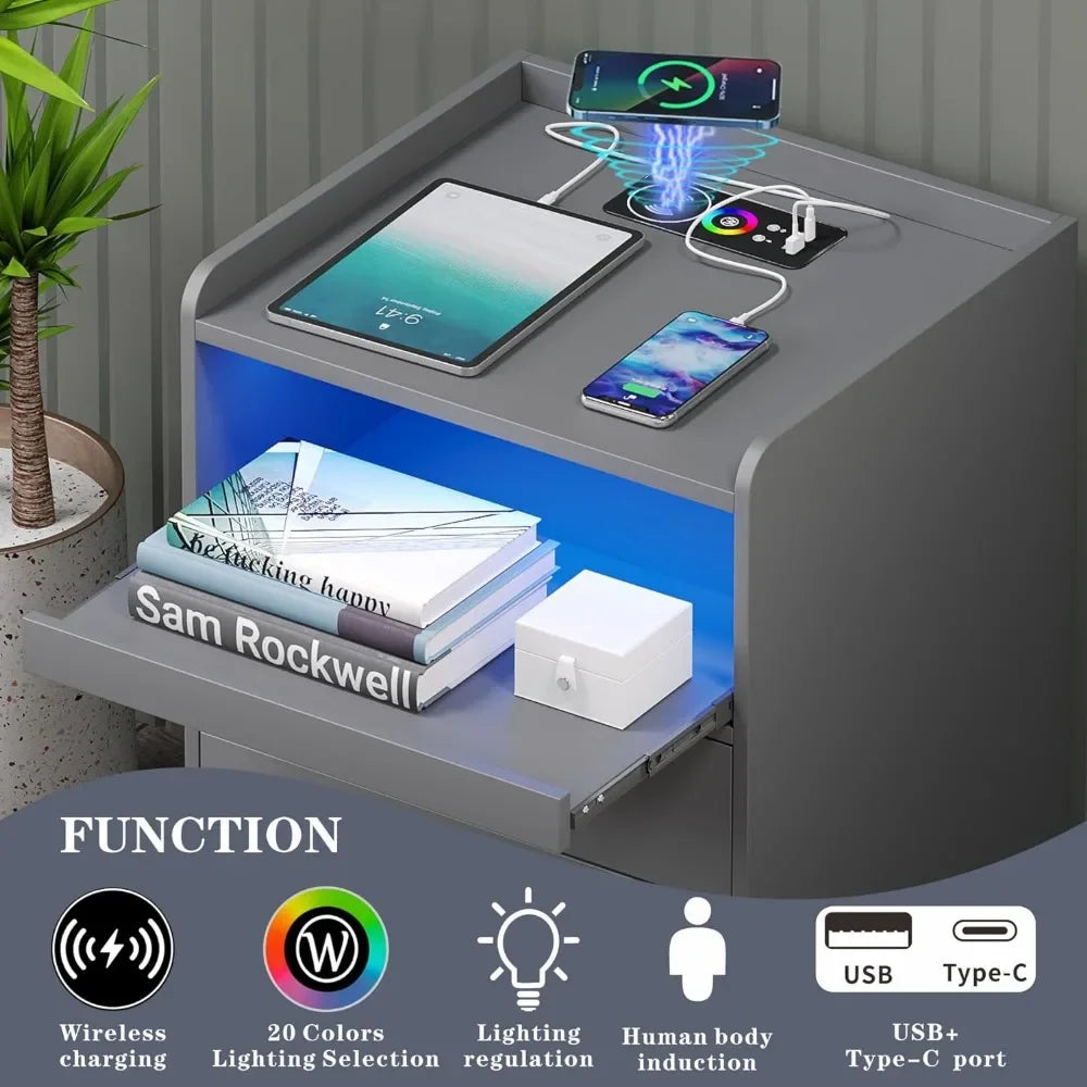 TRINITY Smart Nightstand with RGB Lights & Wireless Charging
