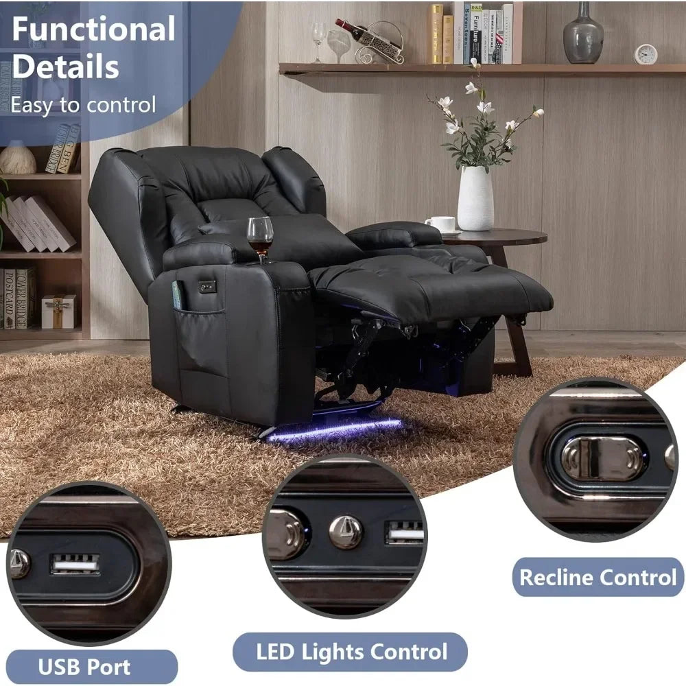 ANNABELLE Power Recliner Chair with Heat & Massage - Velvet Recliner Sofa for Living Room - 31.5" W