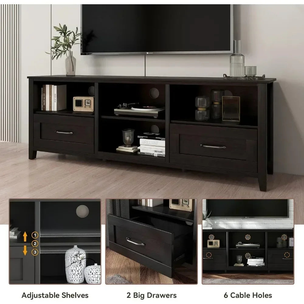 CONNOR Large Farmhouse TV Stand Modern Entertainment Center - 75" W