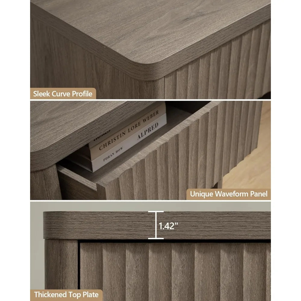 JOURNEY Modern Wood Nightstand with Drawer Storage - 22.7" Wide