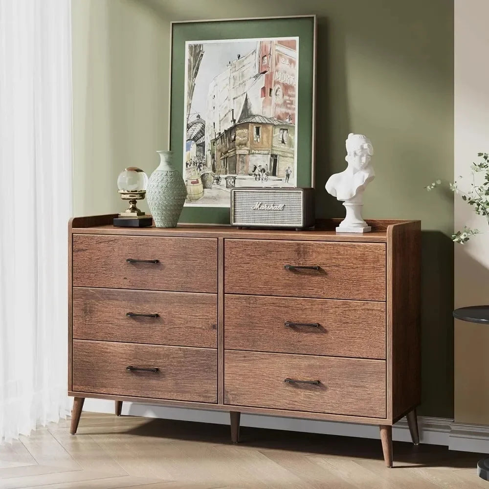 ADELAIDE Modern 51.2'' Wooden Dresser with 6 Drawers & Foldable Dividers