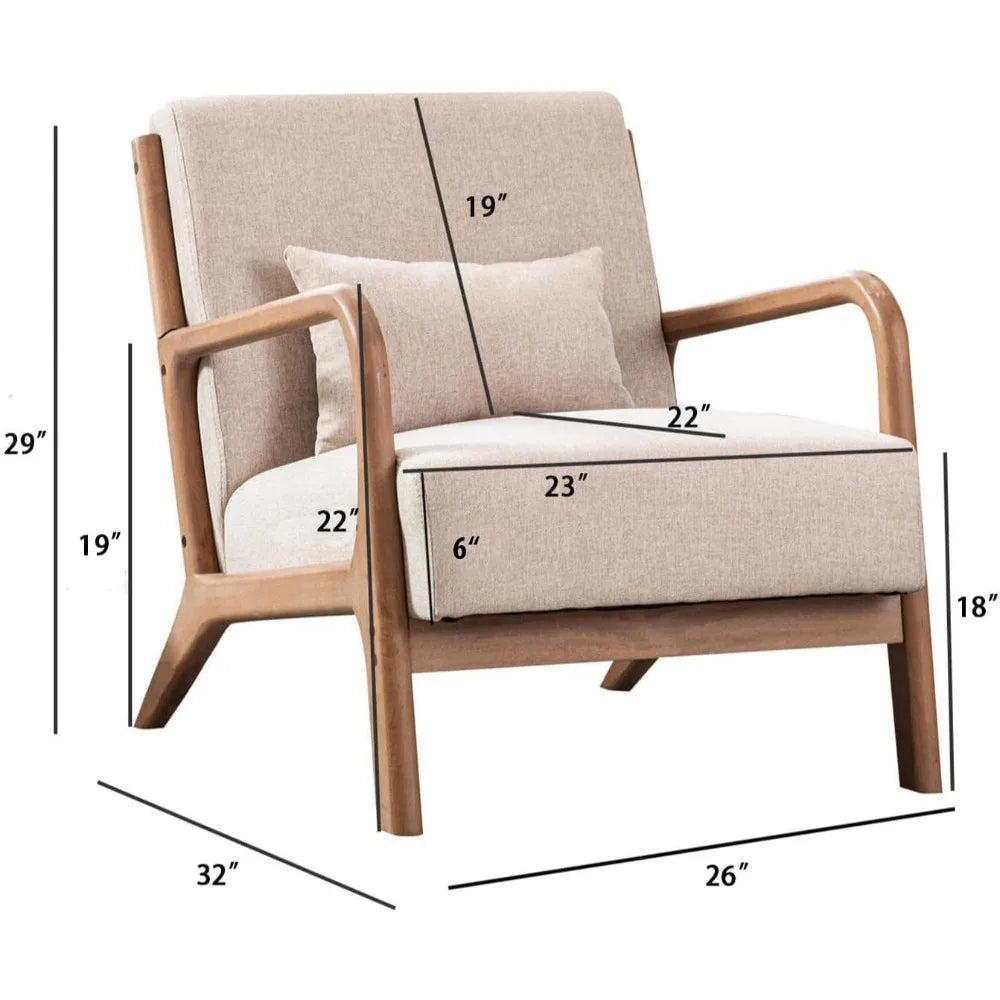 MICAH Aeron Mid-Century Fabric Lounge Armchair Set – Accent Chairs – 26" W