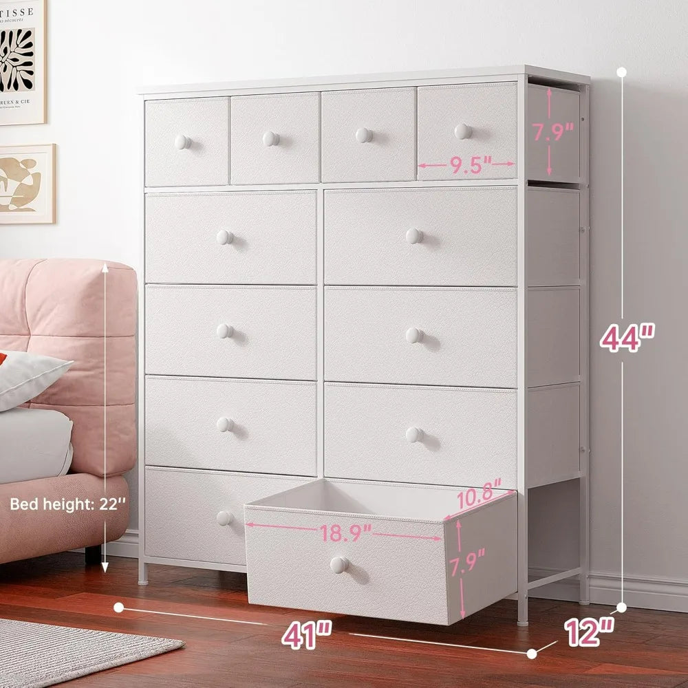 DIANA Minimalist Fabric 12-Drawer Dresser - Modern Storage Chest - 41" Wide