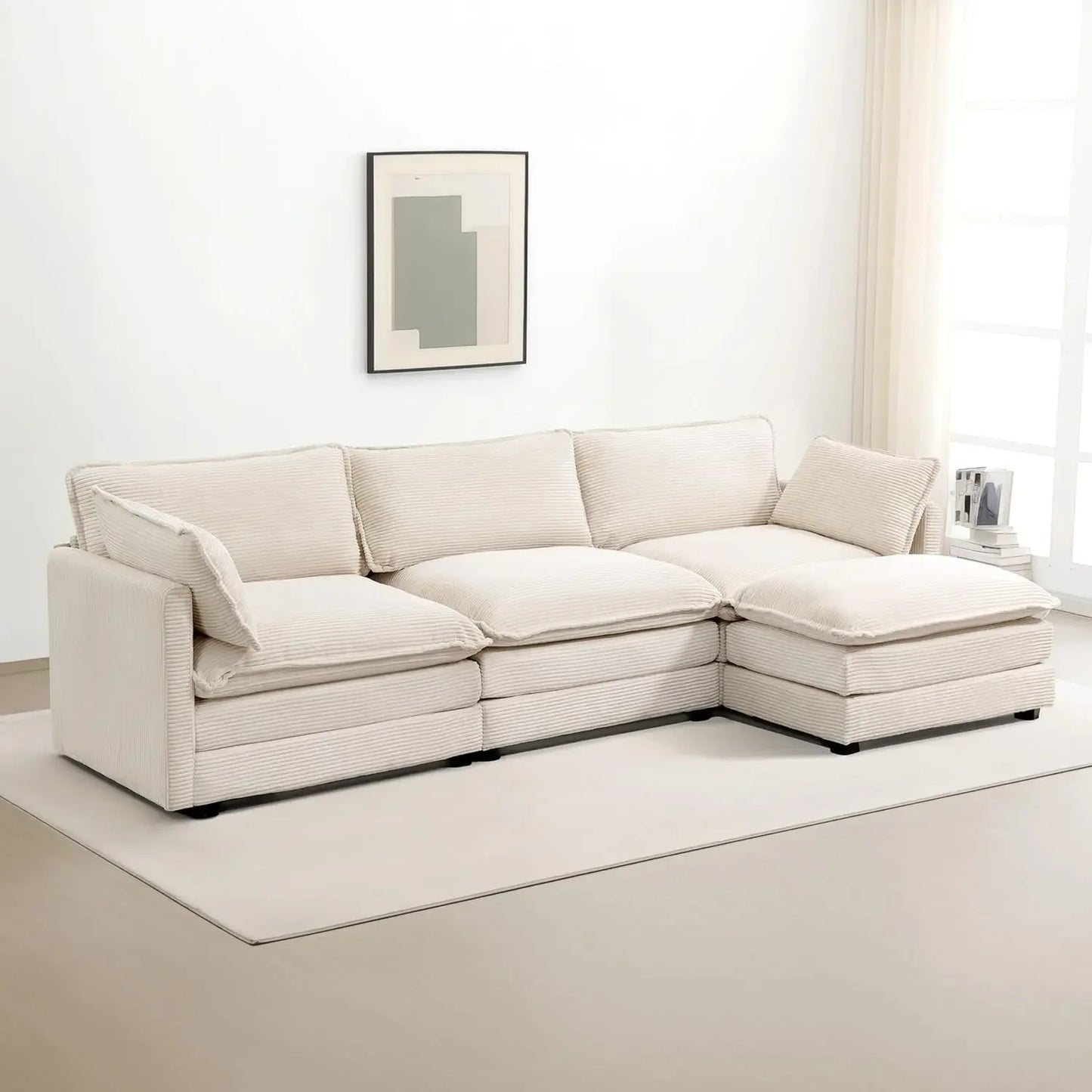 ALANA Velarno Corduroy Oversized Modular L-Shaped Sectional Sofa – Modern Style – 112.2"W