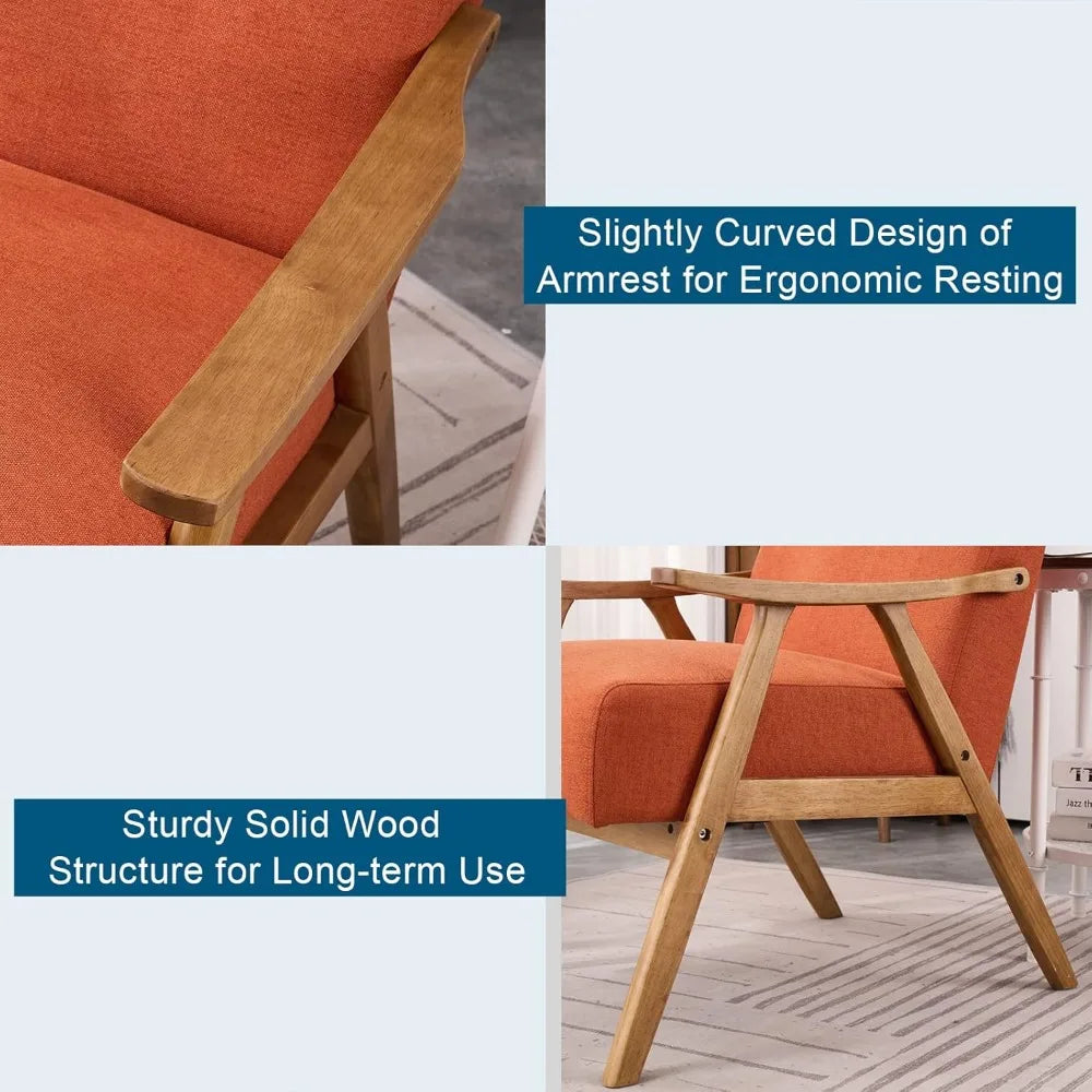 ANDREA Solara Retro Mid-Century Accent Lounge Chairs Set – 21.7" W