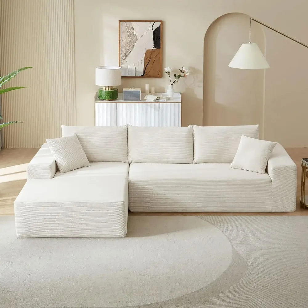 DANIELA Minimalist Corduroy U-Shaped Sectional Sofa – Upholstered Lounge Couch with Chaise | 108.5"W