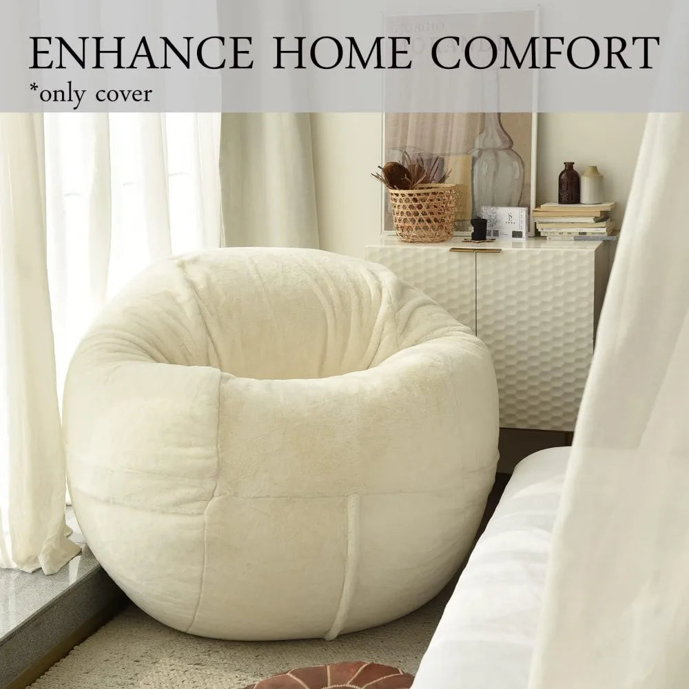SAIGE LuxeFur 4FT Faux Fur Bean Bag Cover – Plush Lounge Chair Style | 47'' W