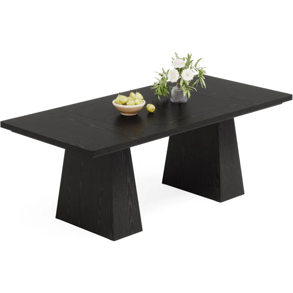 JESSICA Modern Black Rectangular Dining Table - 63" W