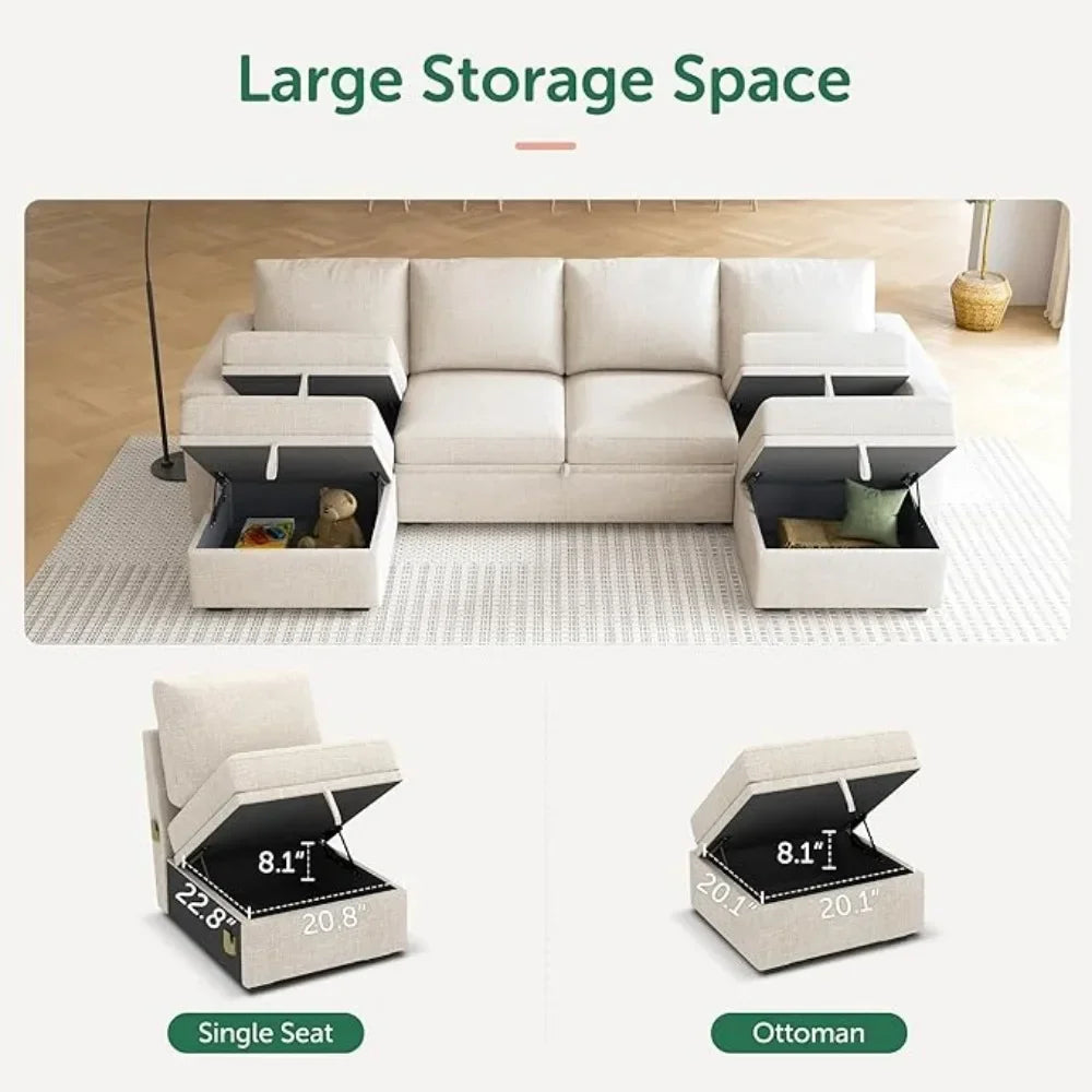 BRODY CloudNest Minimalist Modular Sleeper Sofa Bed – U-Shaped Sectional Couch – 83.4"W