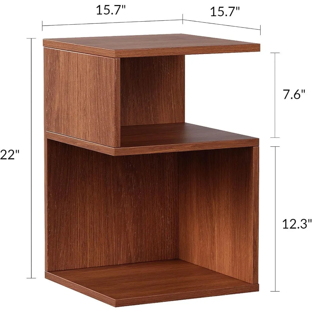 LAURA Tokyo S Minimalist 3-Tier End Table - Japanese-Inspired Bedside Nightstand - 15.7''
