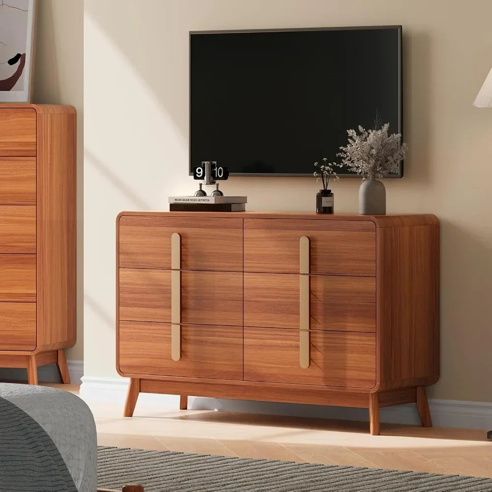 AITANA Mid-Century Modern 6-Drawer Dresser - Cherry Finish - 47.3" Wide