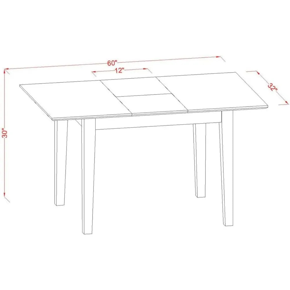 ETHAN Modern Rectangle Wooden Dining Table with Butterfly Leaf - 32"x60" W