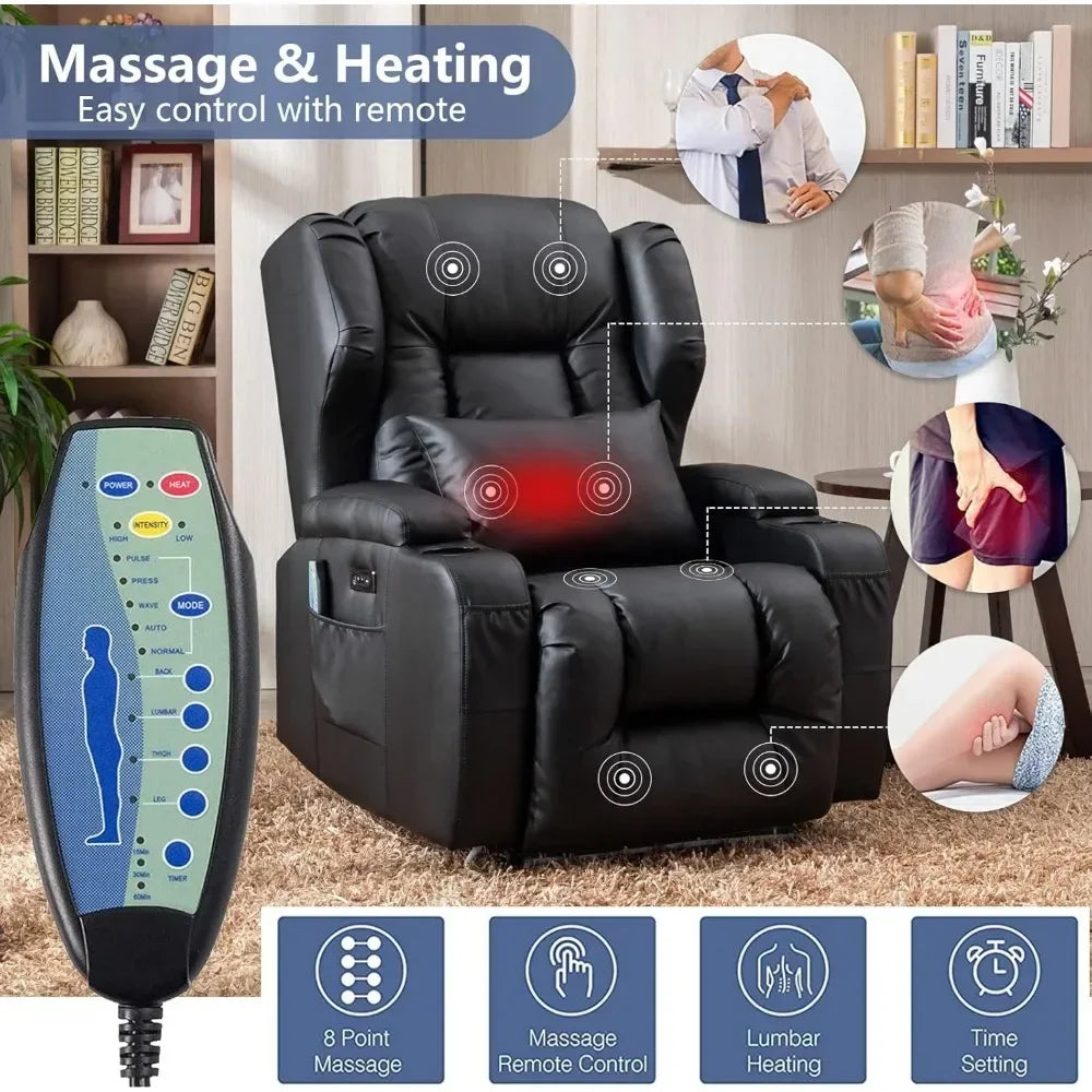 ANNABELLE Power Recliner Chair with Heat & Massage - Velvet Recliner Sofa for Living Room - 31.5" W