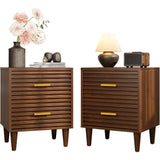 FATIMA Modern Wooden Nightstands - 19" Wide, Set of 2 with Storage Drawers