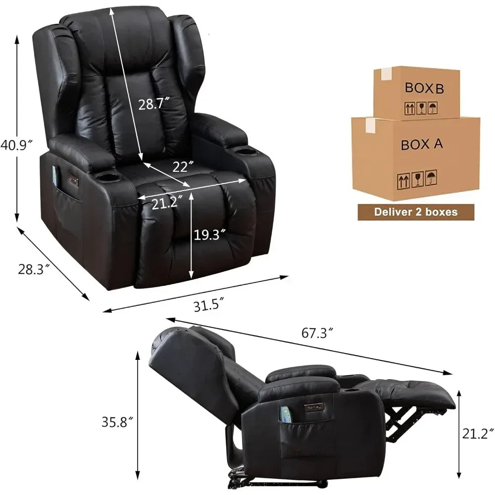 ANNABELLE Power Recliner Chair with Heat & Massage - Velvet Recliner Sofa for Living Room - 31.5" W