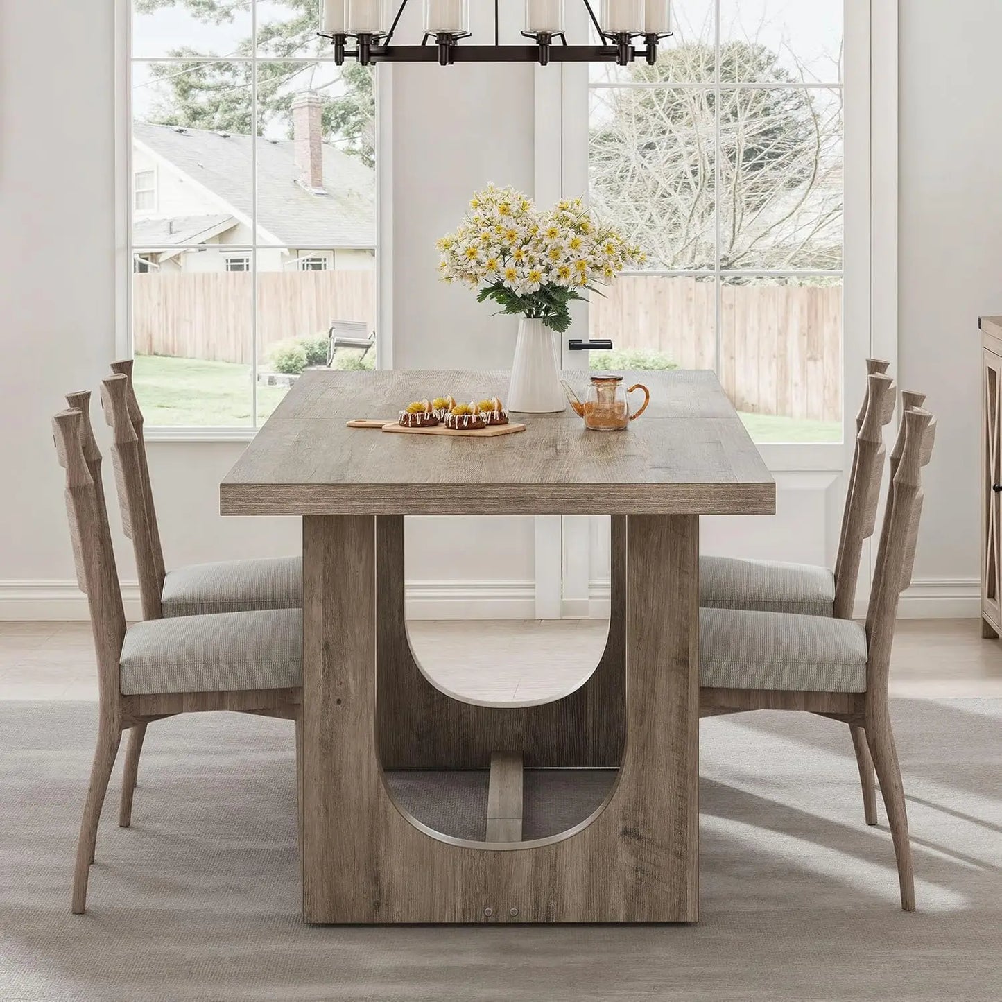 SUSAN Modern Farmhouse Rectangular Dining Table - 70.86" W