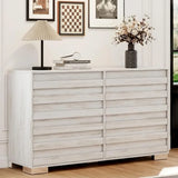 NOELLE Farmhouse 6-Drawer Rustic Wood Dresser - 54'' Wide Chest of Drawers for Bedroom