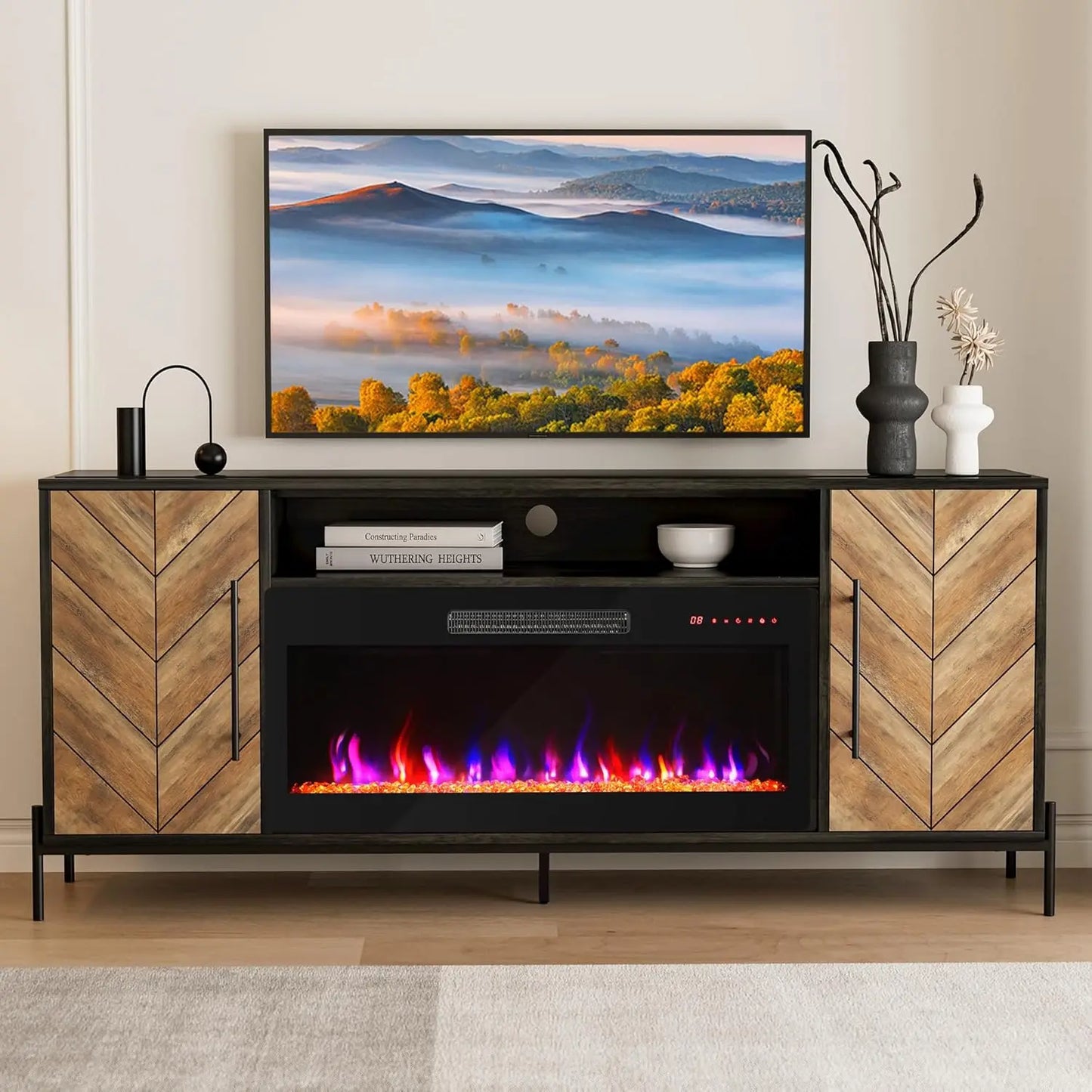 LUCY TV Stand – Modern Entertainment Center with Storage – 68" W