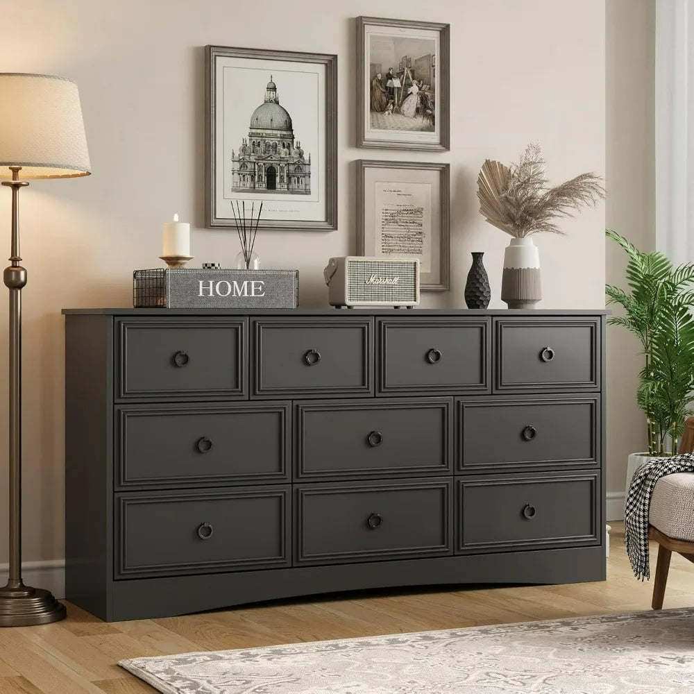 HARLOW Modern 10 Drawer Dresser - Elegant Chest of Drawers for Bedroom & Living Room - 59” Wide