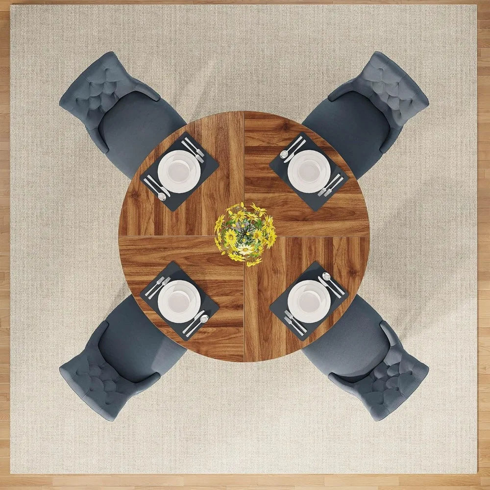 JOSEPH Farmhouse Round Dining Table - Wooden Kitchen Table - 47" W