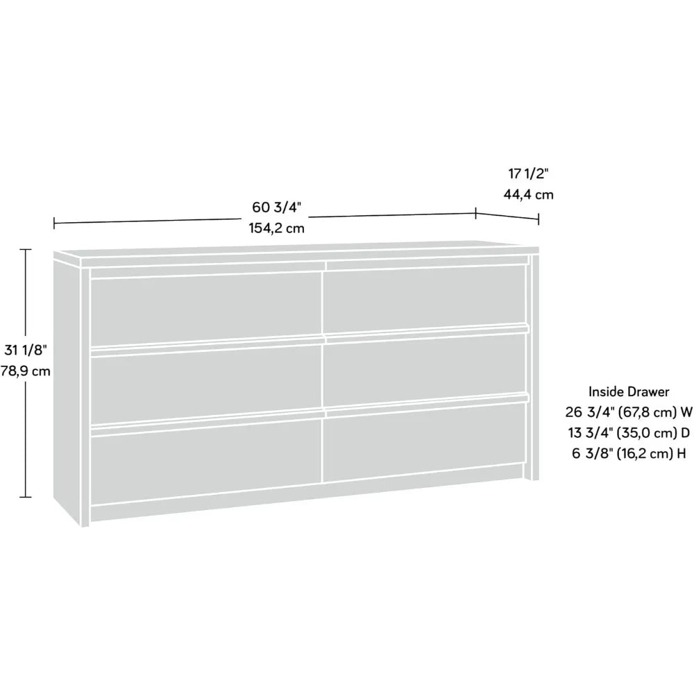 KIMBERLY Harvey Park Modern 6-Drawer Dresser - 60.7'' | Grand Walnut