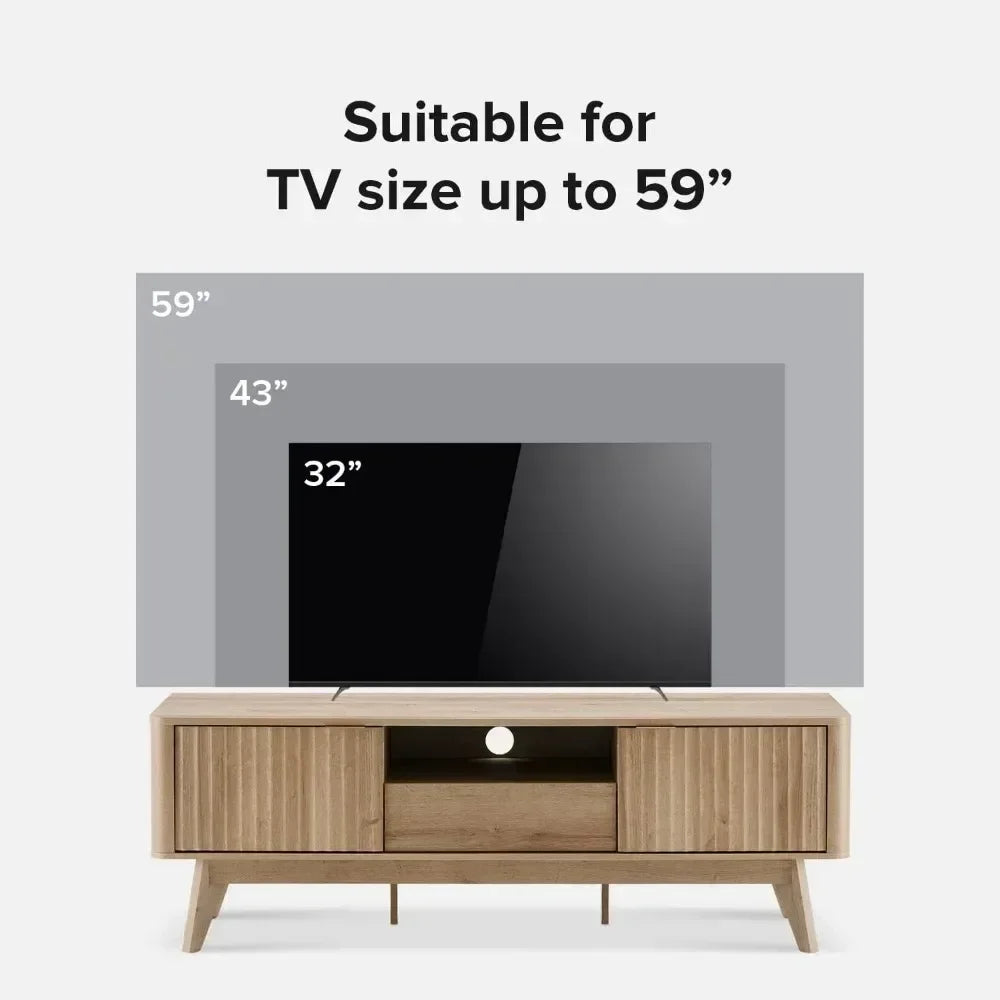 SERENITY Brooklyn Mid-Century Modern TV Stand – 57"W