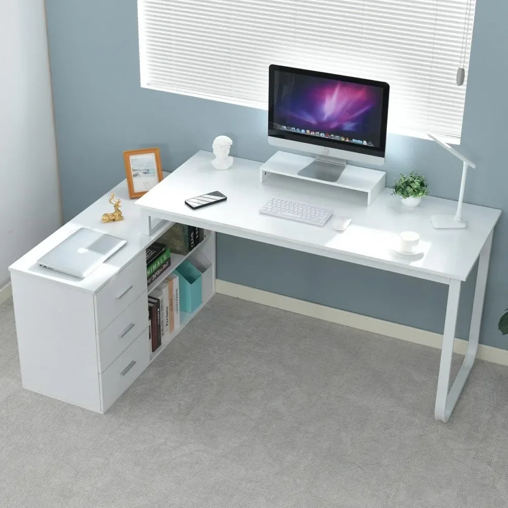 SARAH Modura L-Shape Reversible Computer Desk – Office Desk – 55″ Width