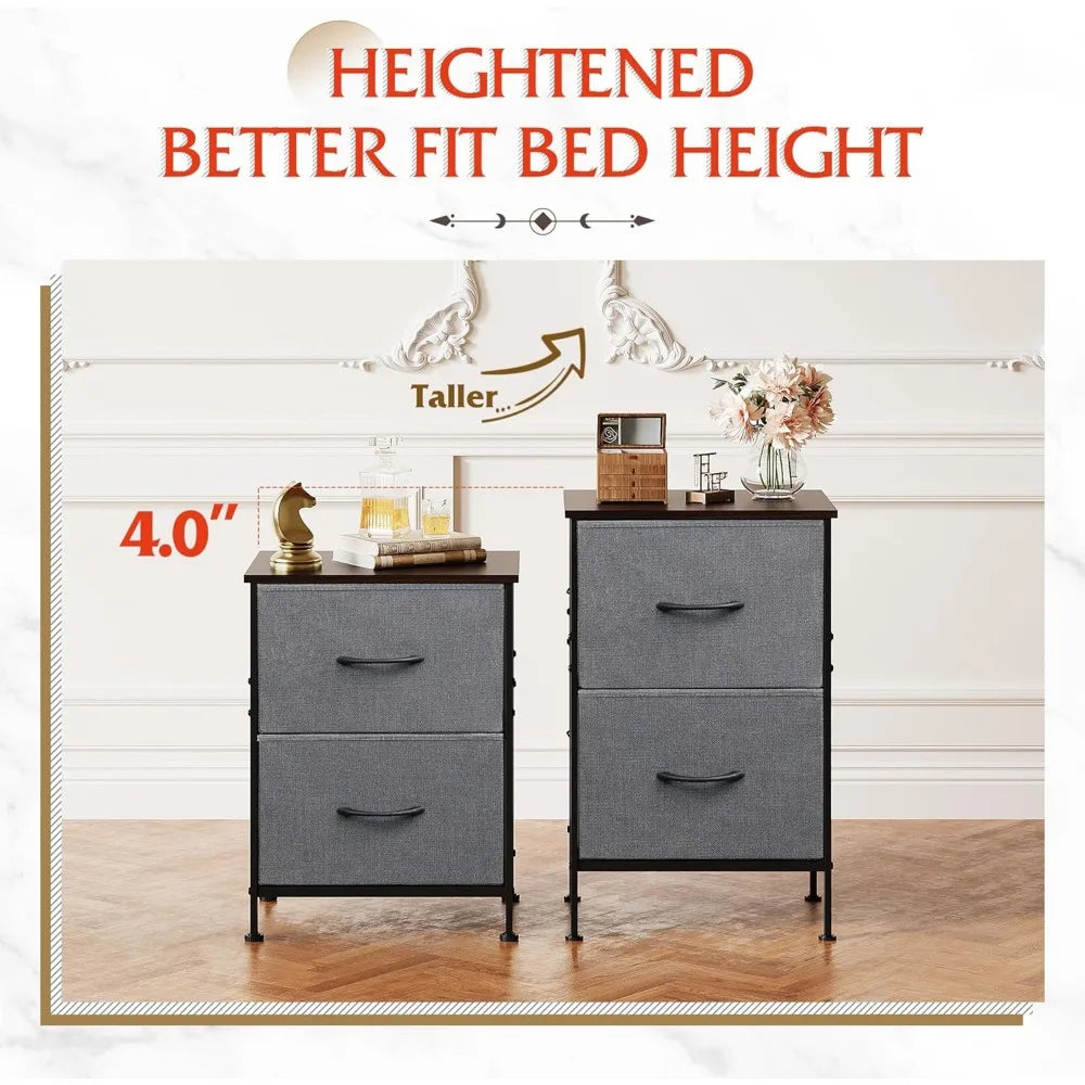 AURELIA Modern Minimalist 2-Drawer Fabric Nightstand - 15.7'' Wide