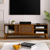 AUSTIN Modern TV Stand with Rattan Cabinet Doors – 65 W"