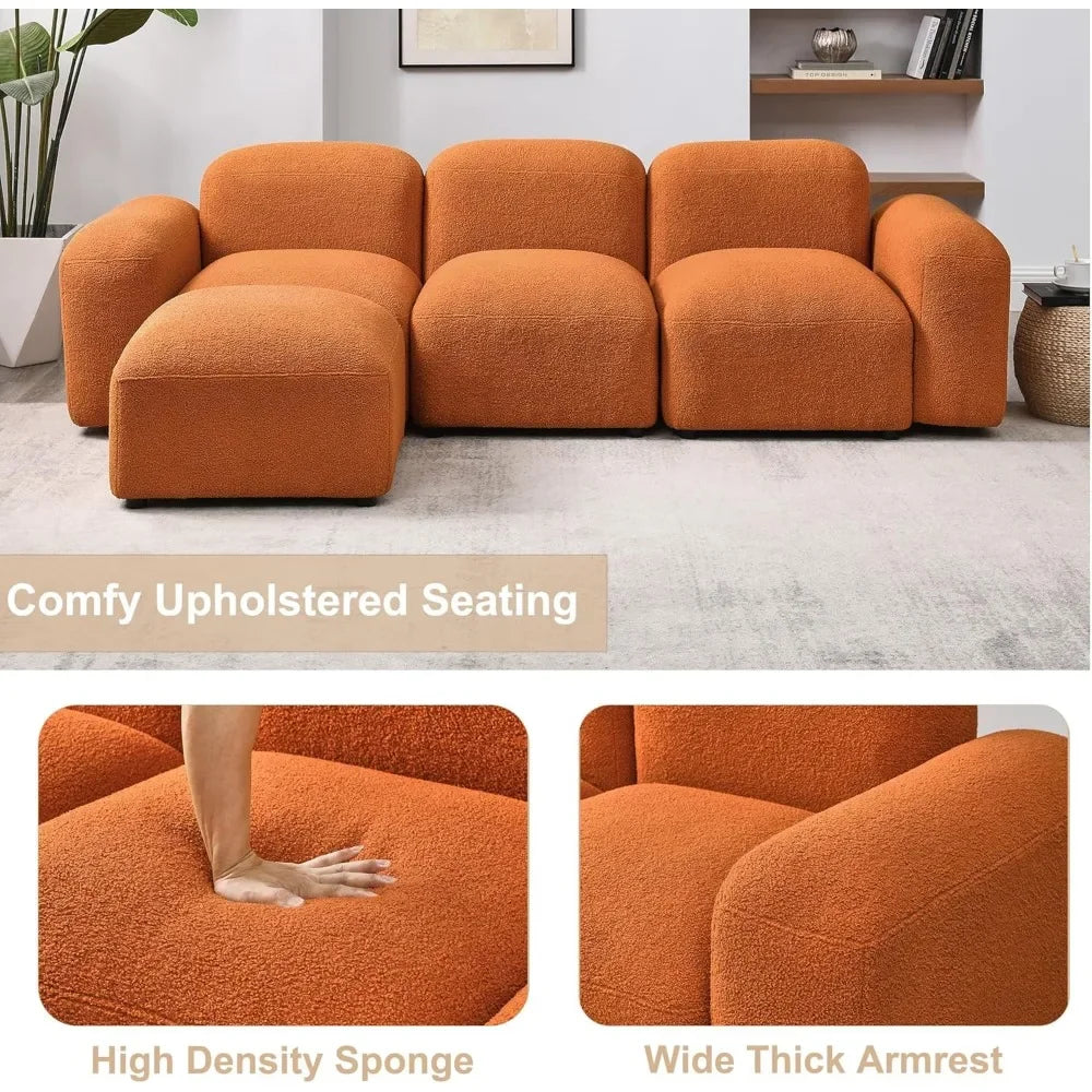 PEYTON Morocco Style Modular L-Shaped Minimalist Sectional Sofa – Convertible Couch | 94.5"W