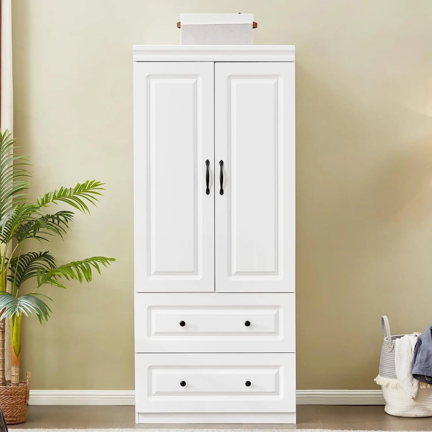 SARAI Modern 3-Door Wooden Wardrobe Armoire Closet Organizer